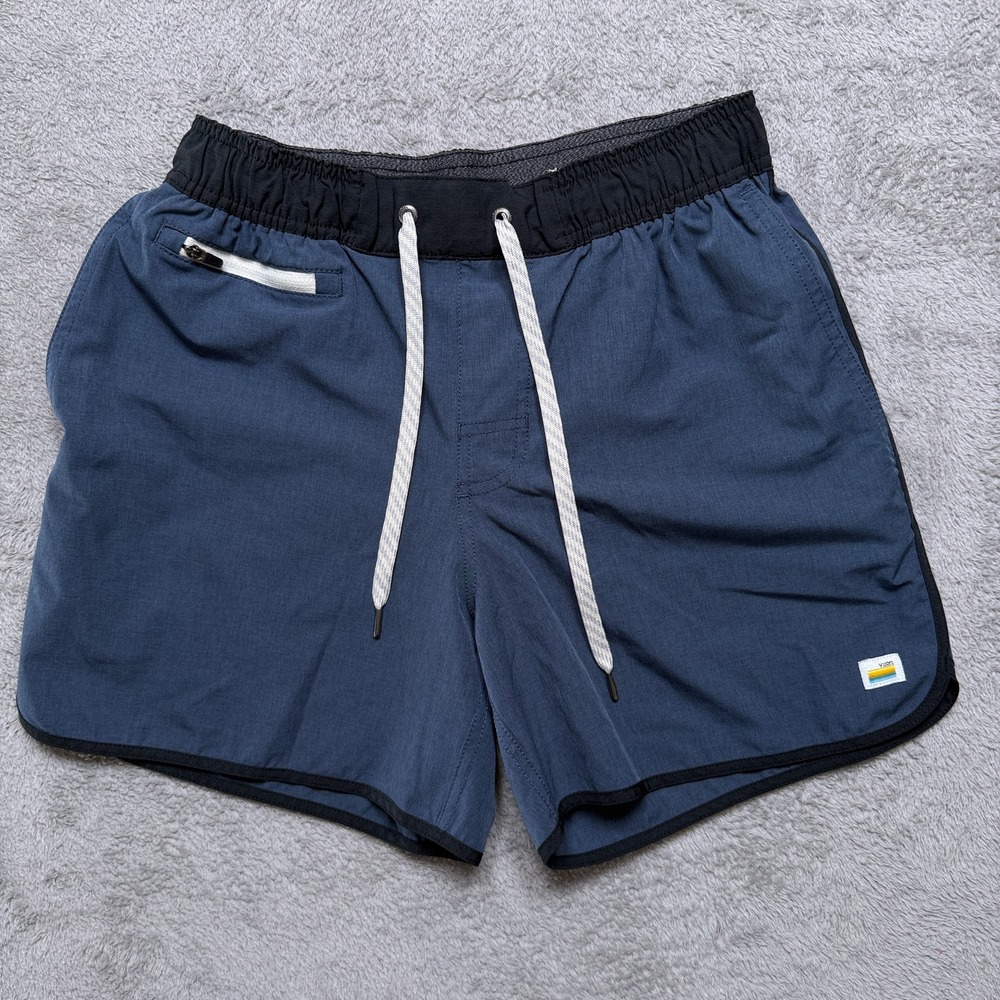 Vuori Shorts Mens Small Blue Linen Texture 5" Unlined Banks Short Performance